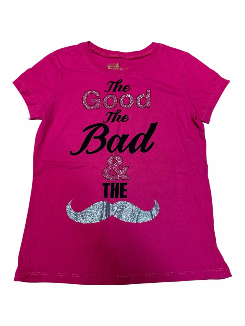 Copper Key Girls The Good The Bad & The Mustache Graphic Tee Gray Size XL 14